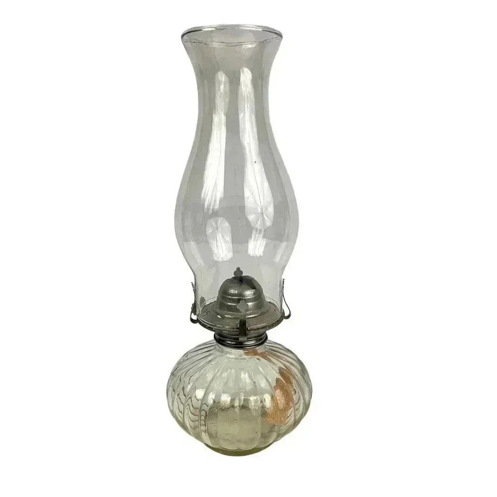 VTG Clear‎ Glass Kerosene Oil Lamp Decor 13"